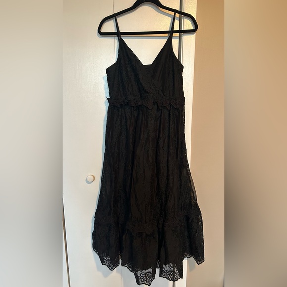 How Much I Love You Black Eyelet Tiered Midi Dress - size XL - Picture 1 of 7